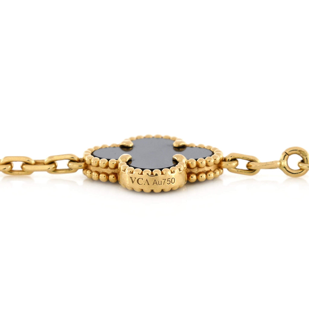Vintage Alhambra 5 Motifs Bracelet 18K Yellow Gold and Onyx