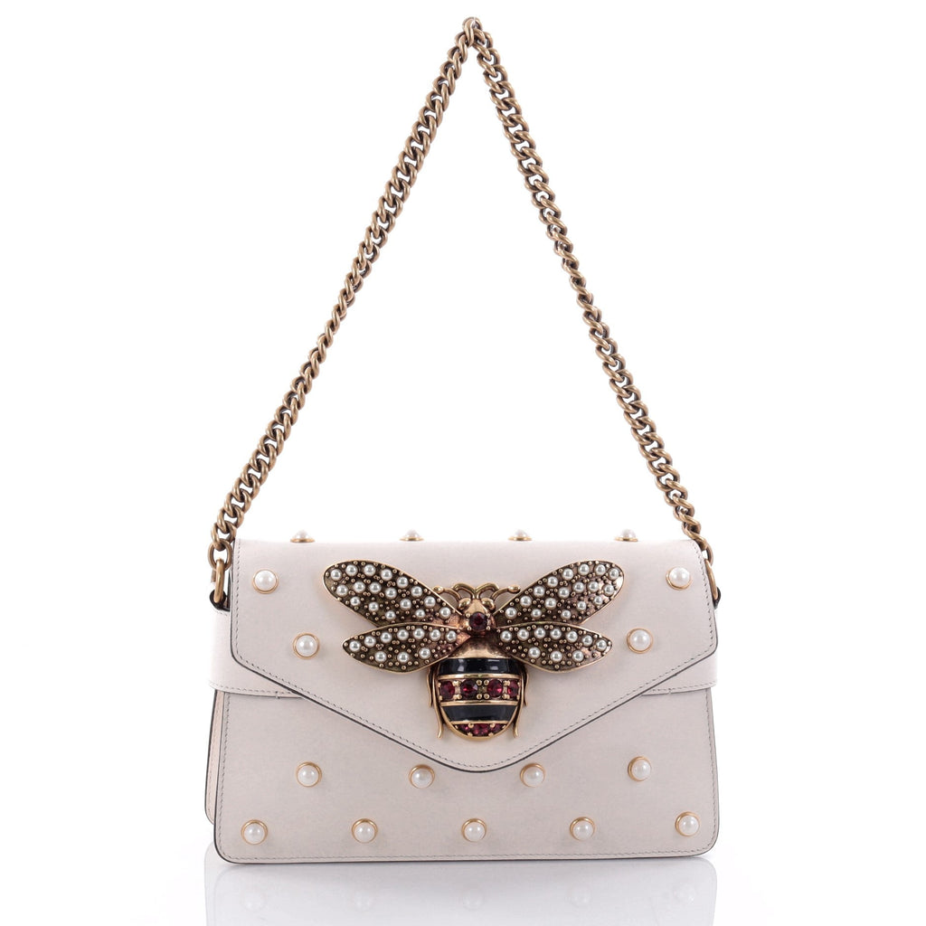 Broadway Pearly Bee Shoulder Bag Embellished Leather Mini