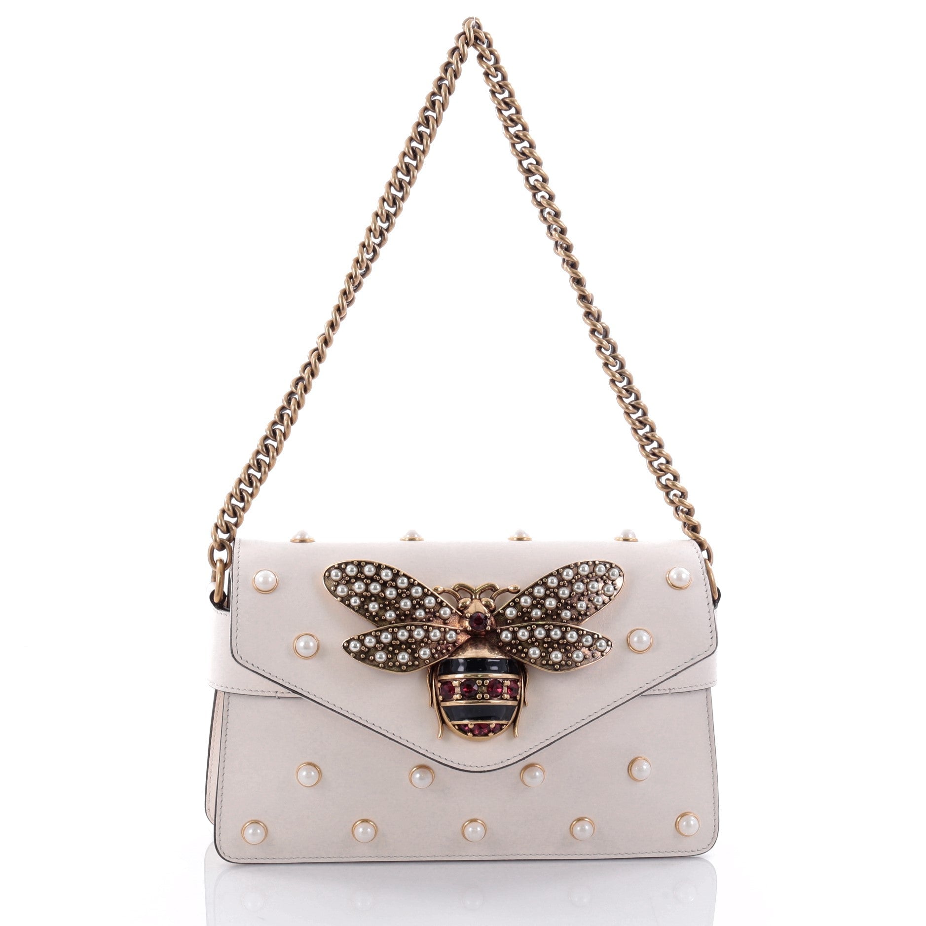 Broadway Pearly Bee Shoulder Bag Embellished Leather Mini