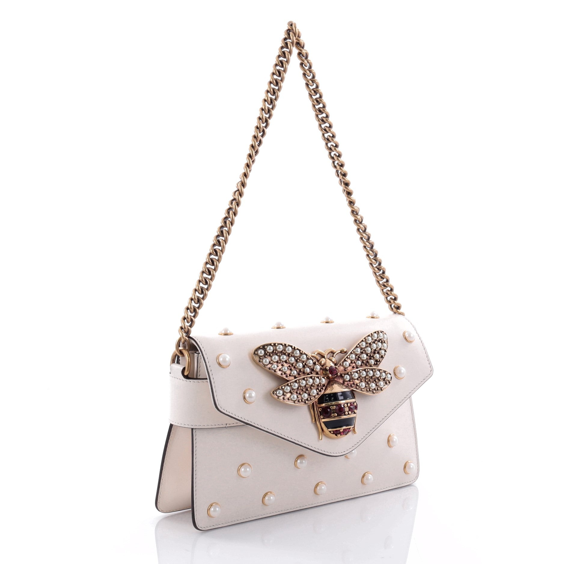 Broadway Pearly Bee Shoulder Bag Embellished Leather Mini