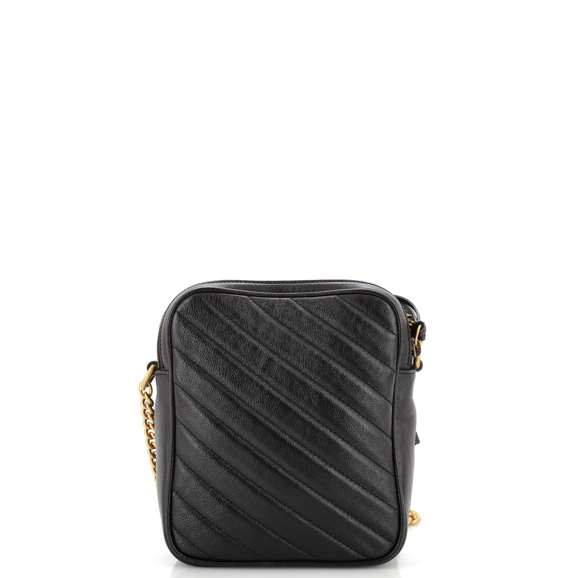 GG Marmont Double Zip Camera Bag Diagonal Quilted Leather Mini