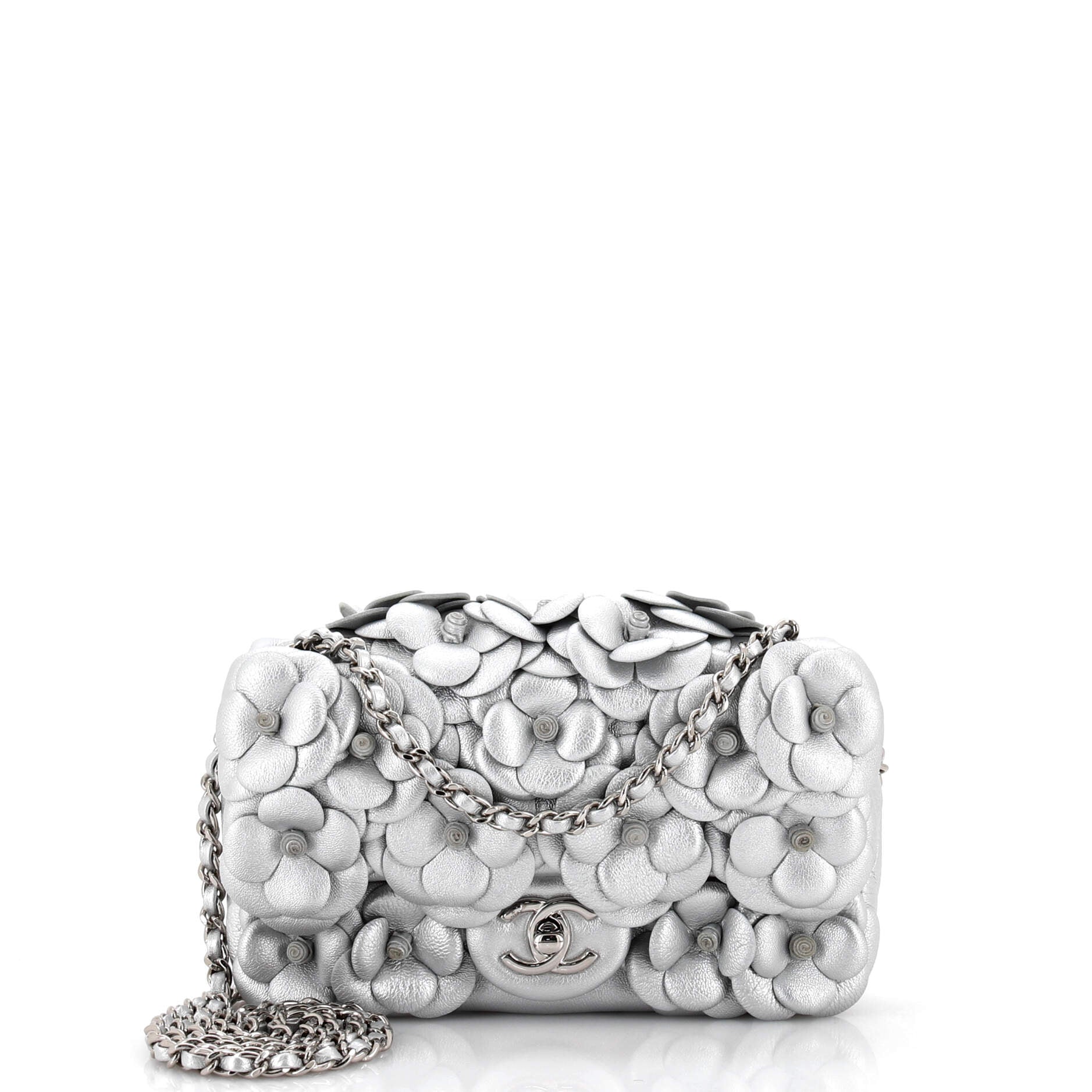 CC Camellia Flap Bag Embellished Lambskin Mini