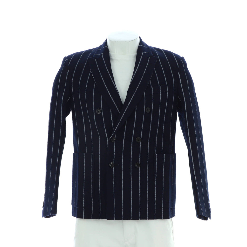 Men's Double Breasted Stripe Jacket Wool Blend