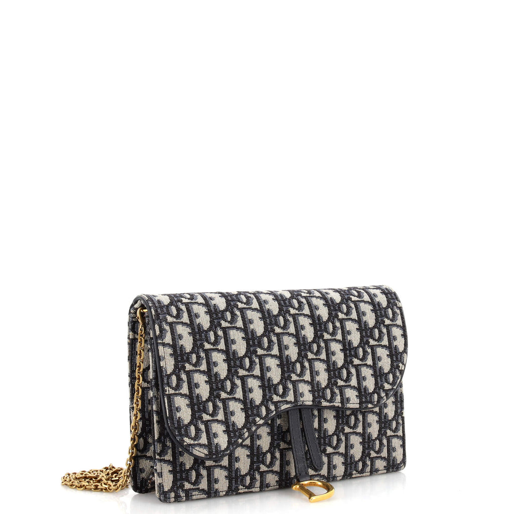 Saddle Chain Clutch Oblique Canvas