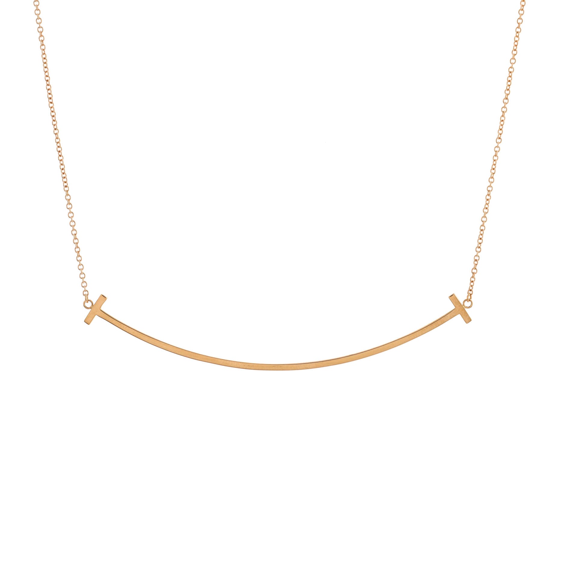 T Smile Pendant Necklace 18K Rose Gold Large