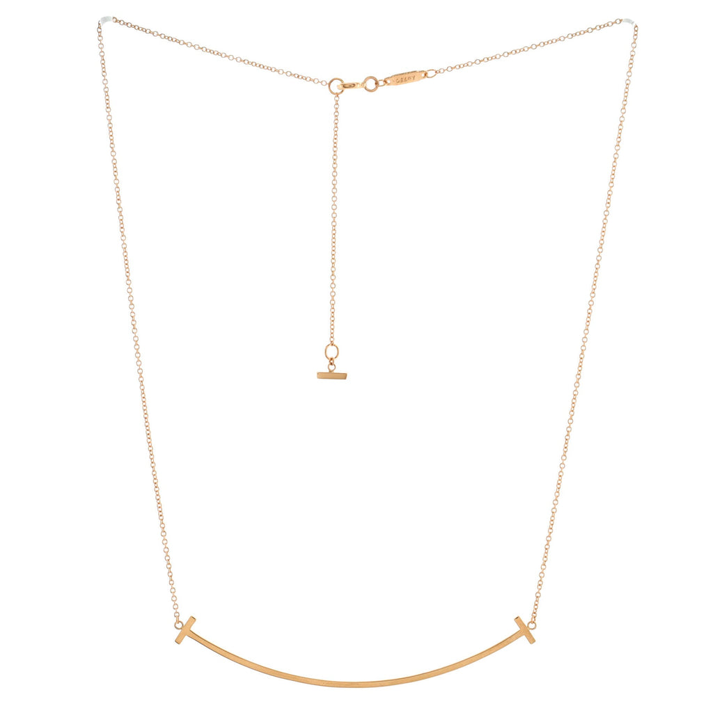 T Smile Pendant Necklace 18K Rose Gold Large