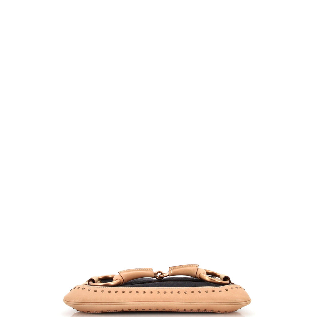 Horsebit Chain Clutch GG Canvas with Studded Leather Medium