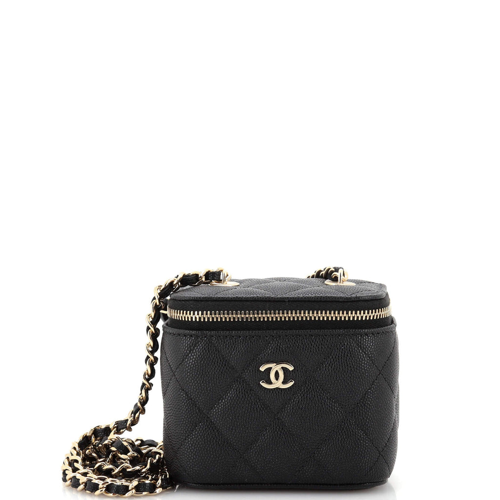Classic Vanity Case with Chain Quilted Caviar Mini