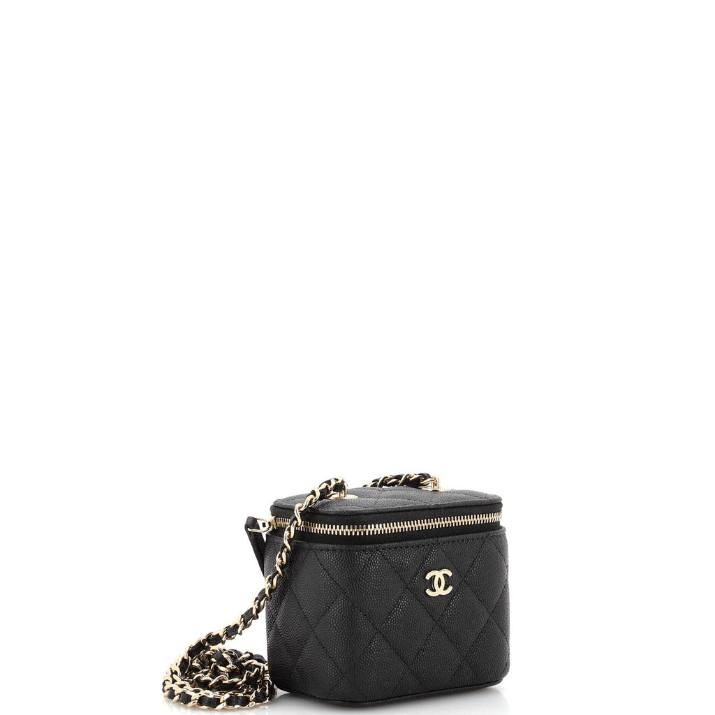 Classic Vanity Case with Chain Quilted Caviar Mini