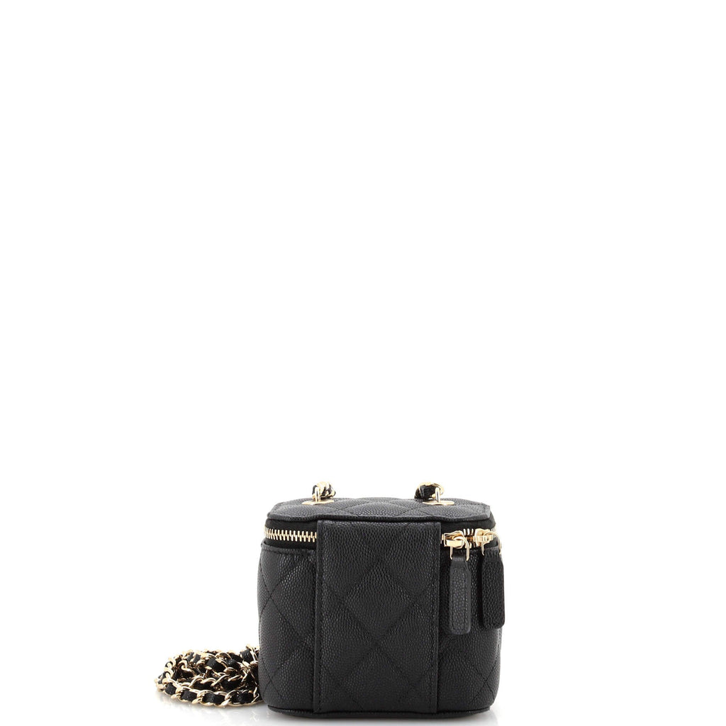 Classic Vanity Case with Chain Quilted Caviar Mini
