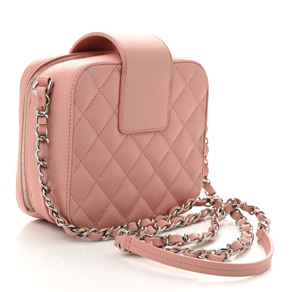 Lambskin Quilted Mini CC Box Camera Bag Pink