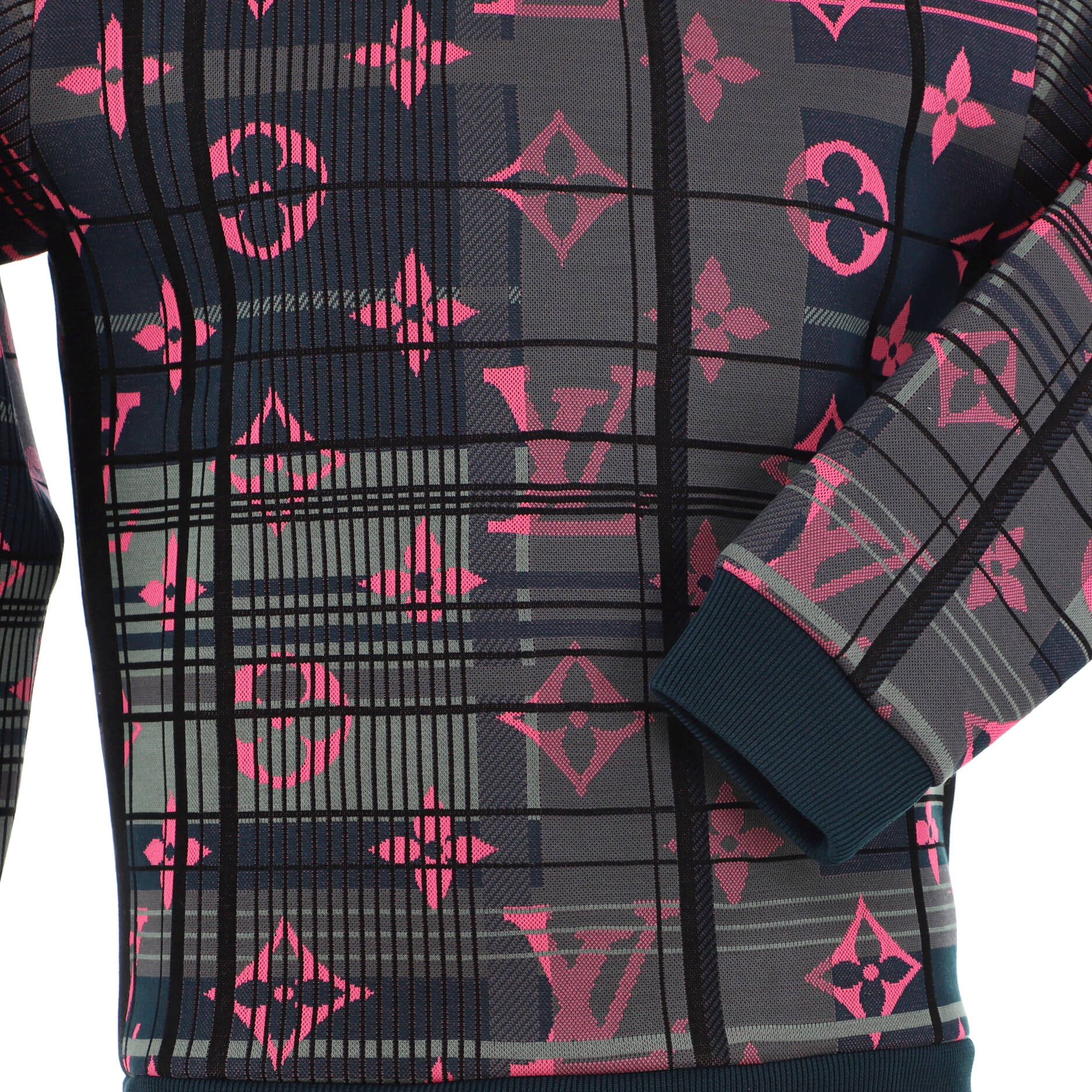Men's Madras Monogram Jacquard Sweater Cotton Blend