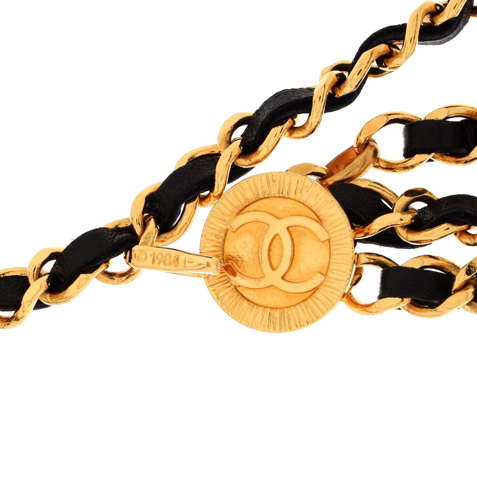 Vintage Multi-Chain Medallion Belt Metal and Leather 85