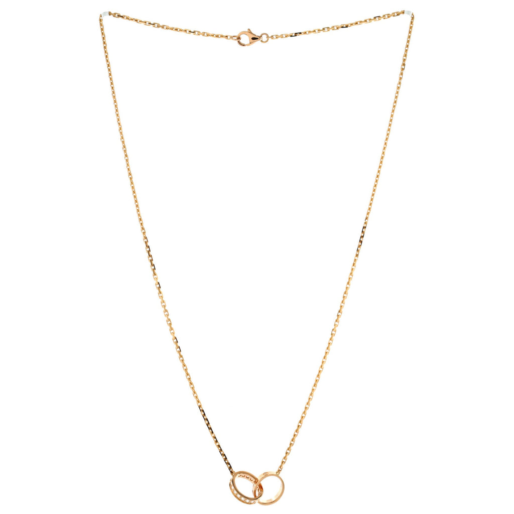 Love Interlocking Necklace 18K Rose Gold with Diamonds