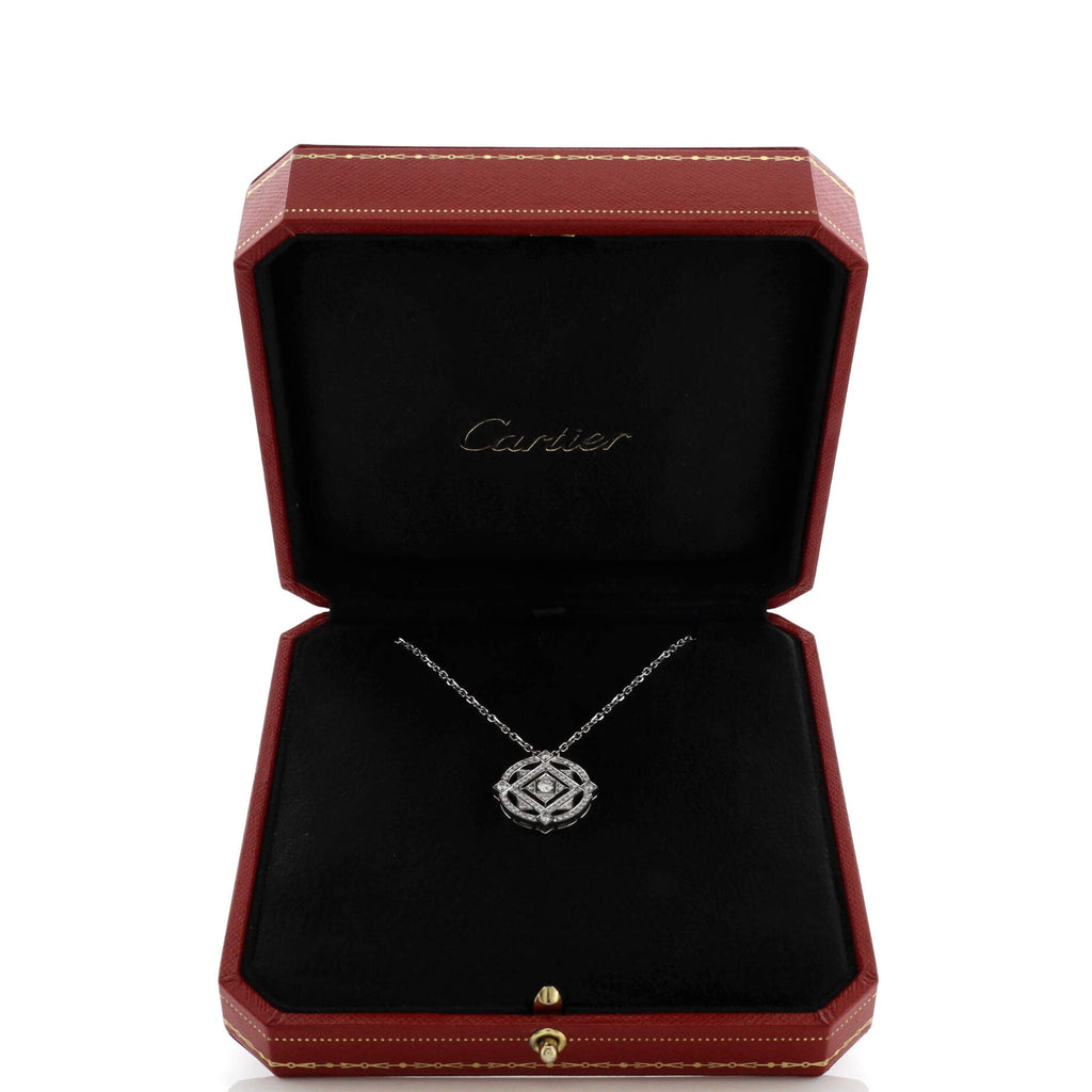 Mandala Openwork Pendant Necklace 18K White Gold with Diamonds