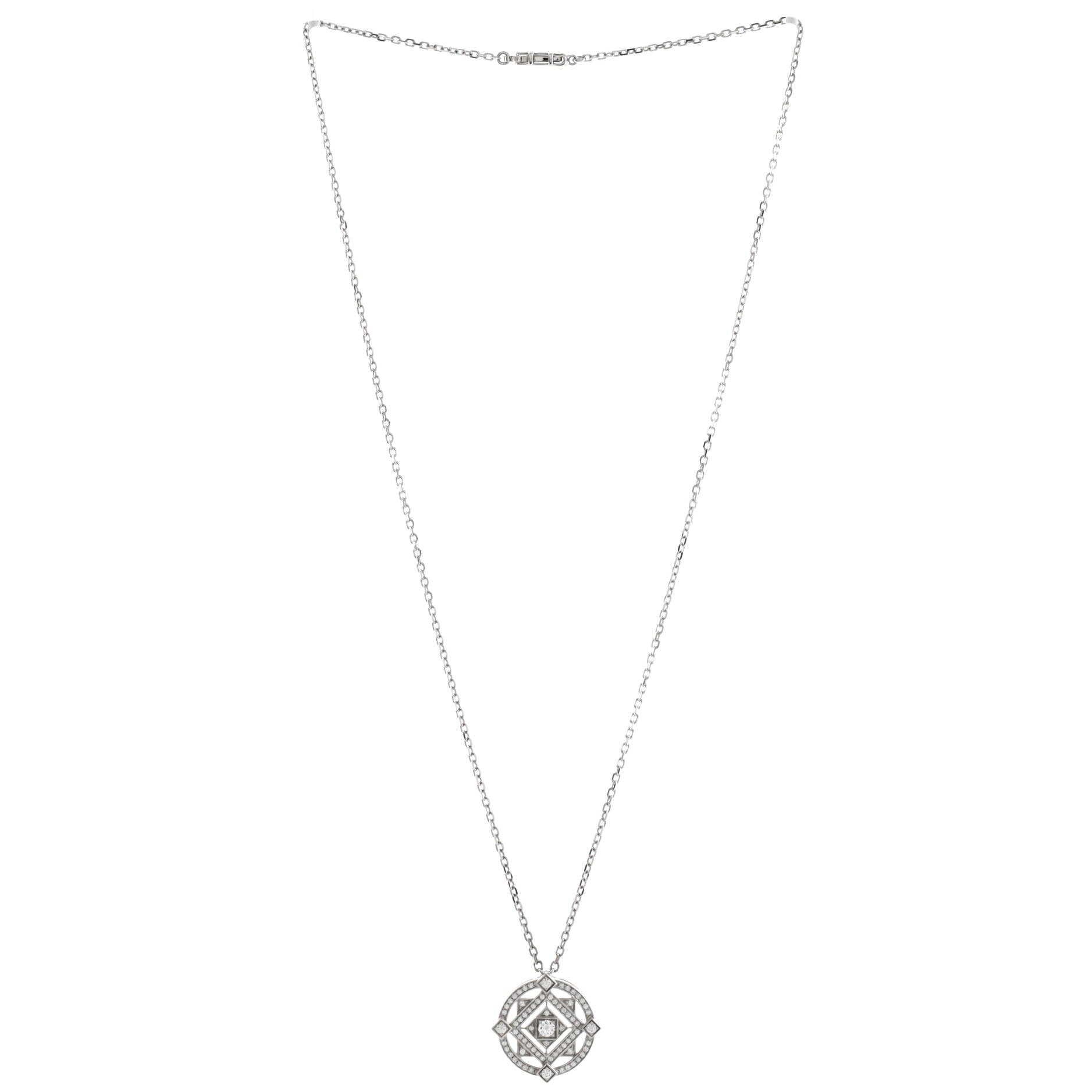 Mandala Openwork Pendant Necklace 18K White Gold with Diamonds
