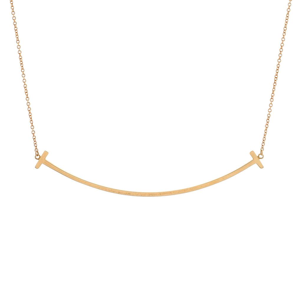 T Smile Pendant Necklace 18K Rose Gold Large