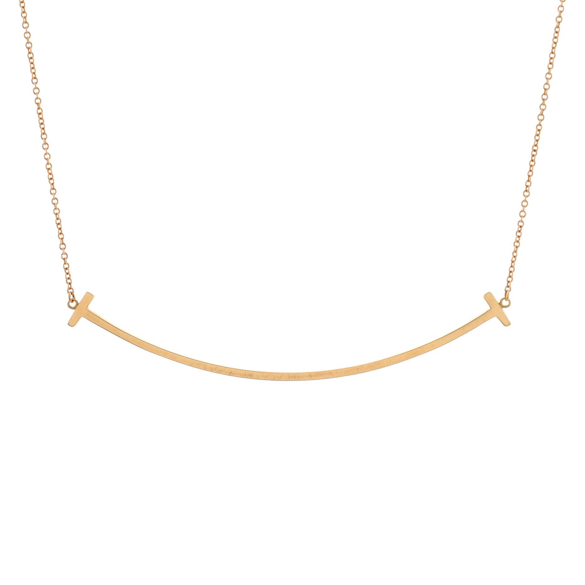 T Smile Pendant Necklace 18K Rose Gold Large