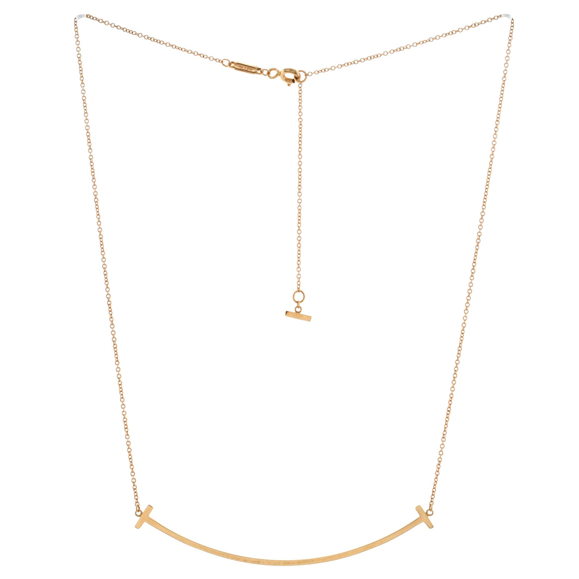T Smile Pendant Necklace 18K Rose Gold Large