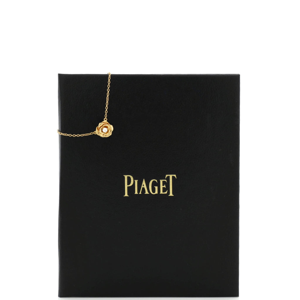 Rose Pendant Necklace 18K Yellow Gold with Diamond