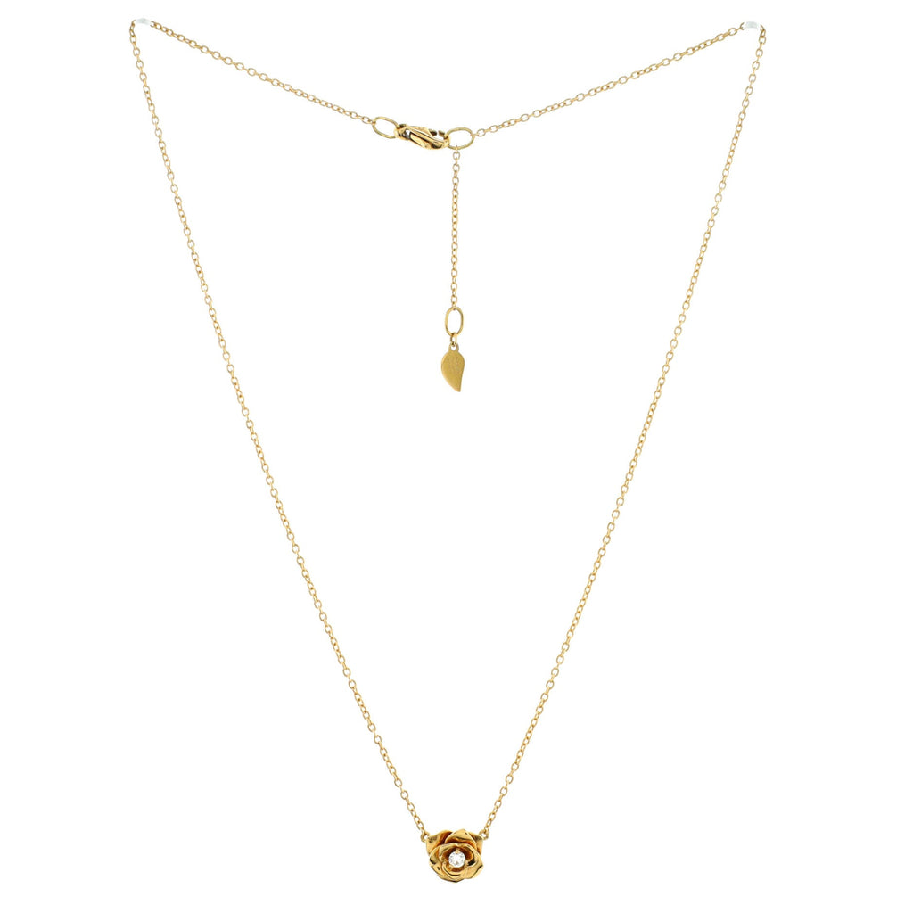 Rose Pendant Necklace 18K Yellow Gold with Diamond
