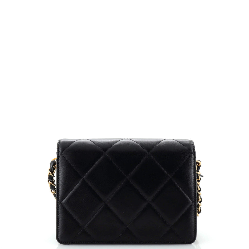 Crystal Geometric Frame CC Flap Bag Quilted Calfskin Mini