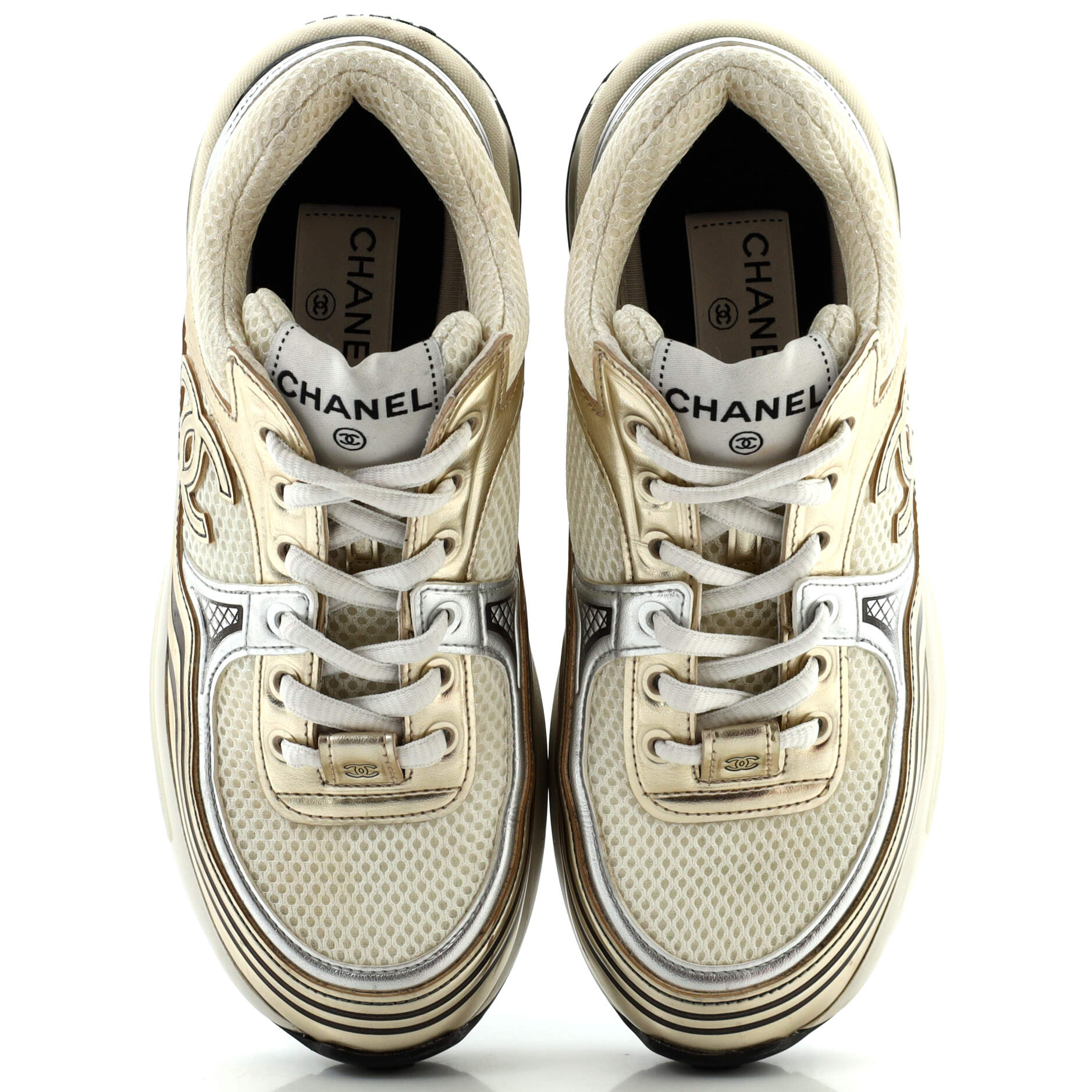 Women's CC Low-Top Sneakers Fabric and Laminated Leather