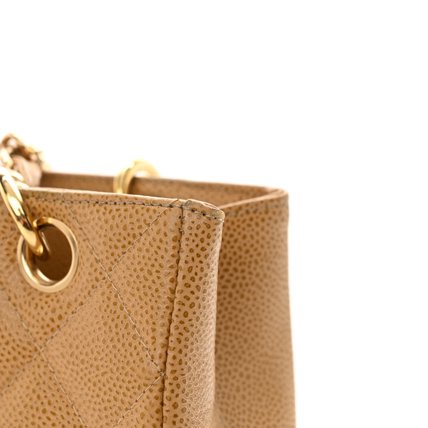 Caviar Quilted Petit Shopping Tote PST Dark Beige