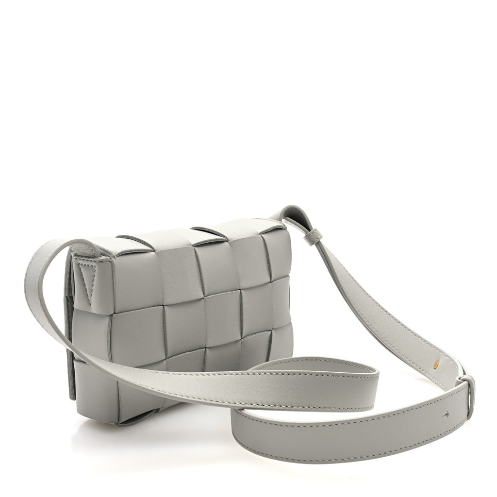 Lambskin Maxi Intreccio Small Cassette Crossbody Bag Agate Grey