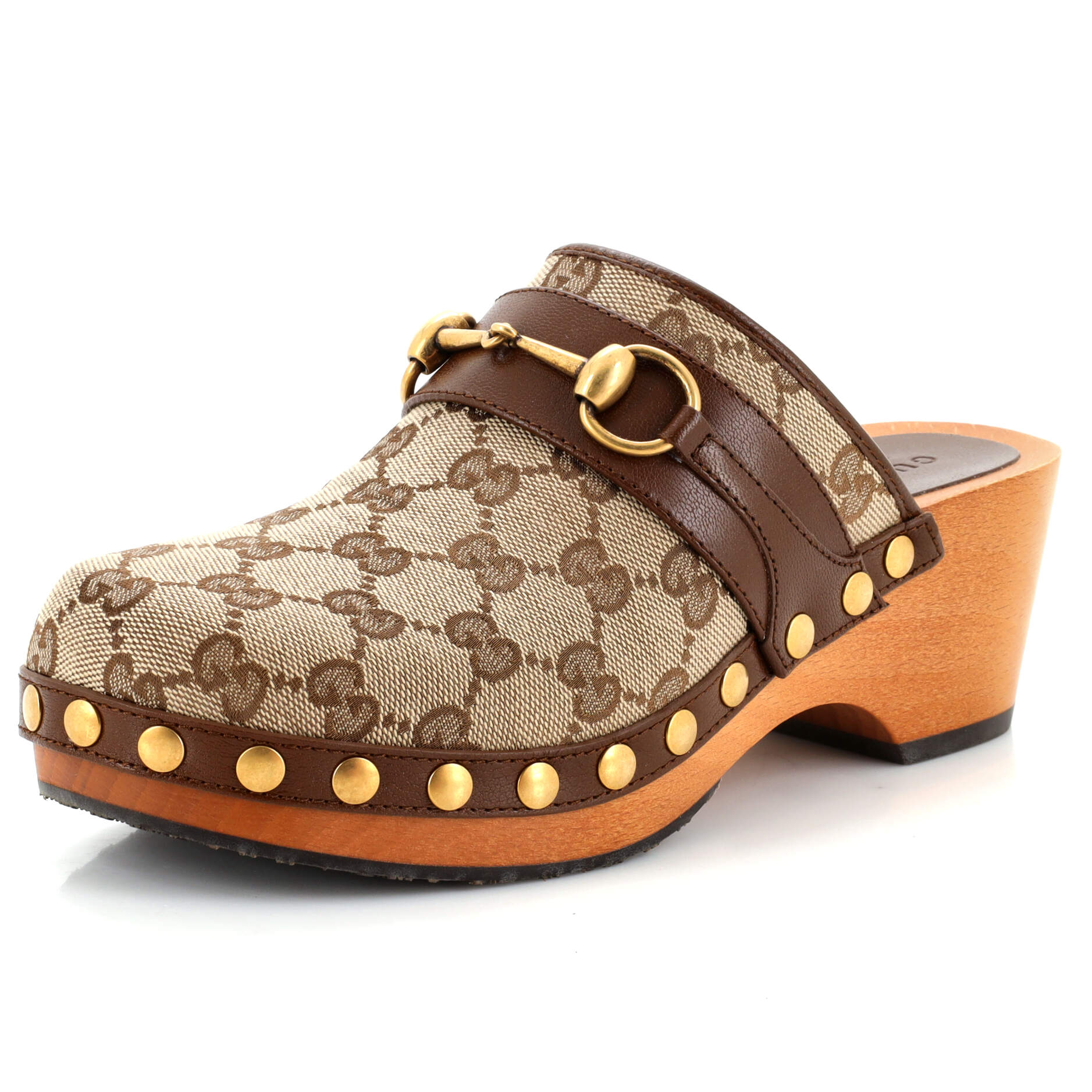 Women's Stann Horsebit Clogs GG Canvas with Leather