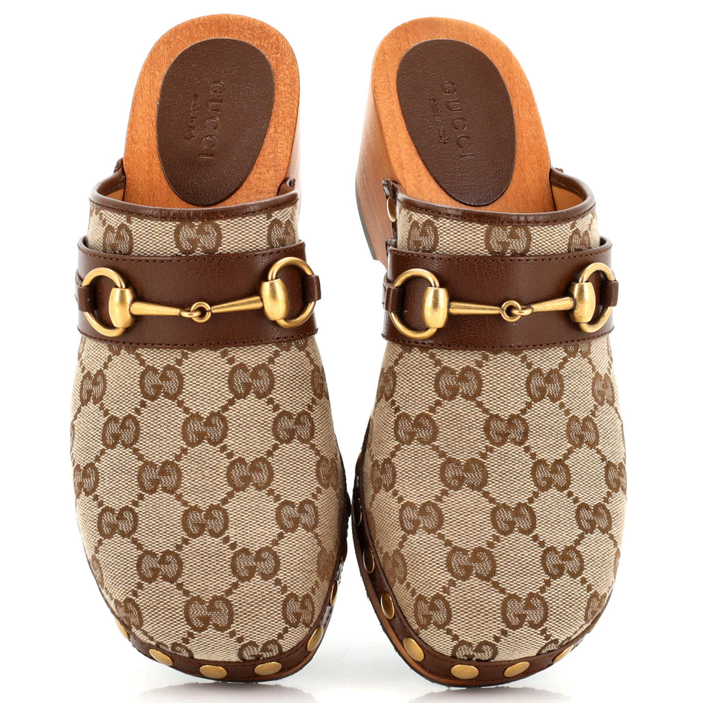 Women's Stann Horsebit Clogs GG Canvas with Leather