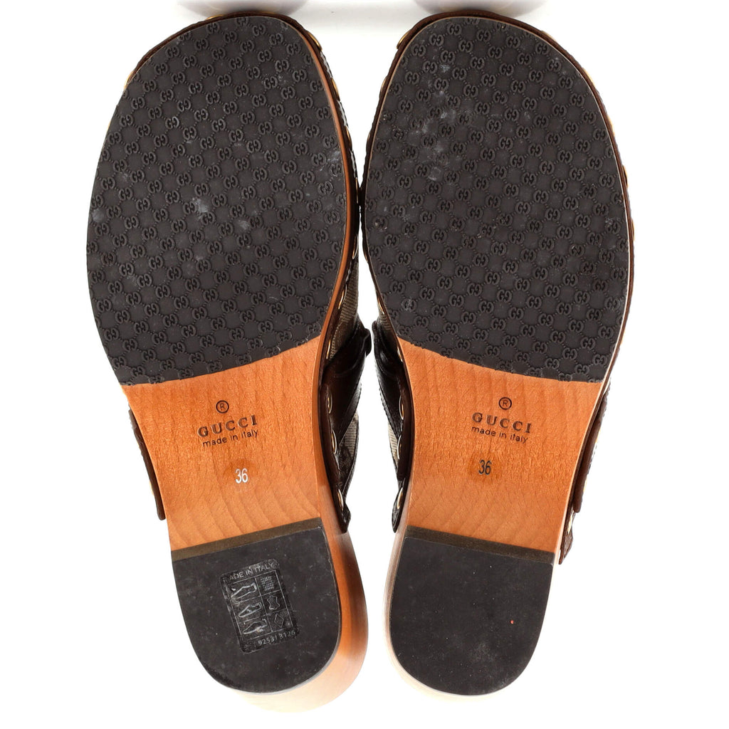 Women's Stann Horsebit Clogs GG Canvas with Leather