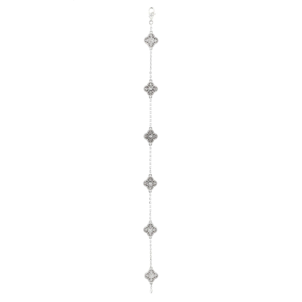 Sweet Alhambra 6 Motifs Bracelet 18K White Gold and Diamonds