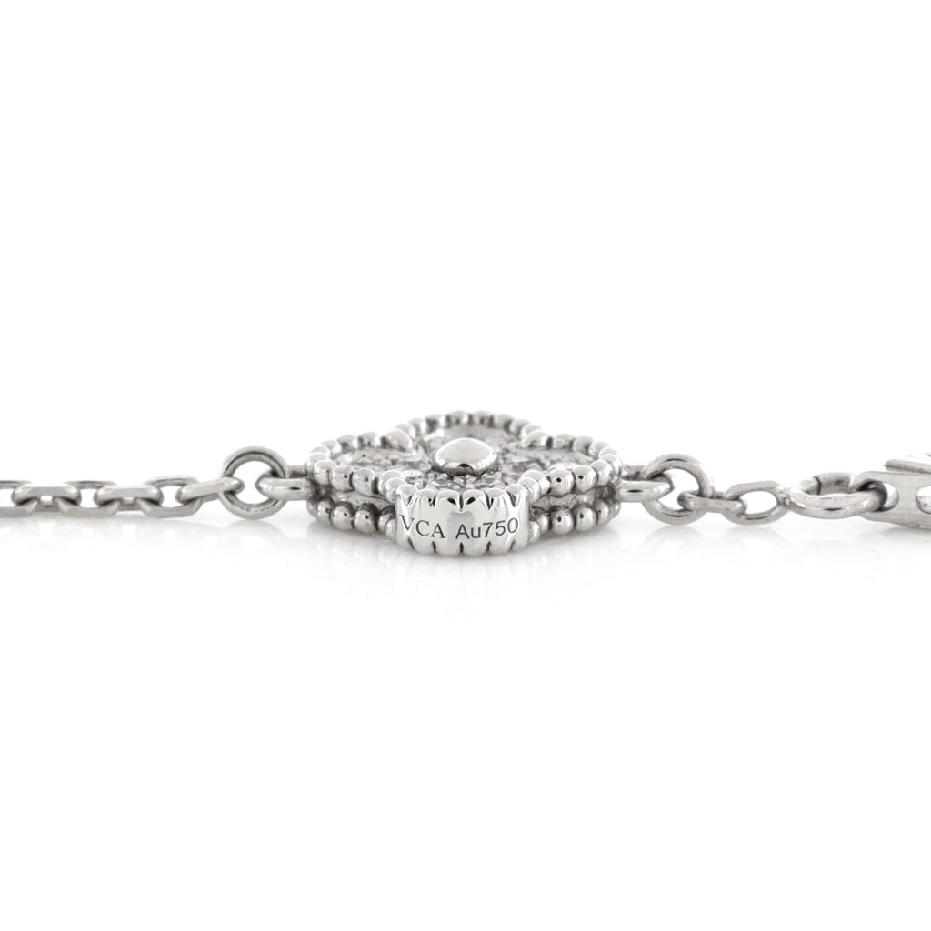 Sweet Alhambra 6 Motifs Bracelet 18K White Gold and Diamonds