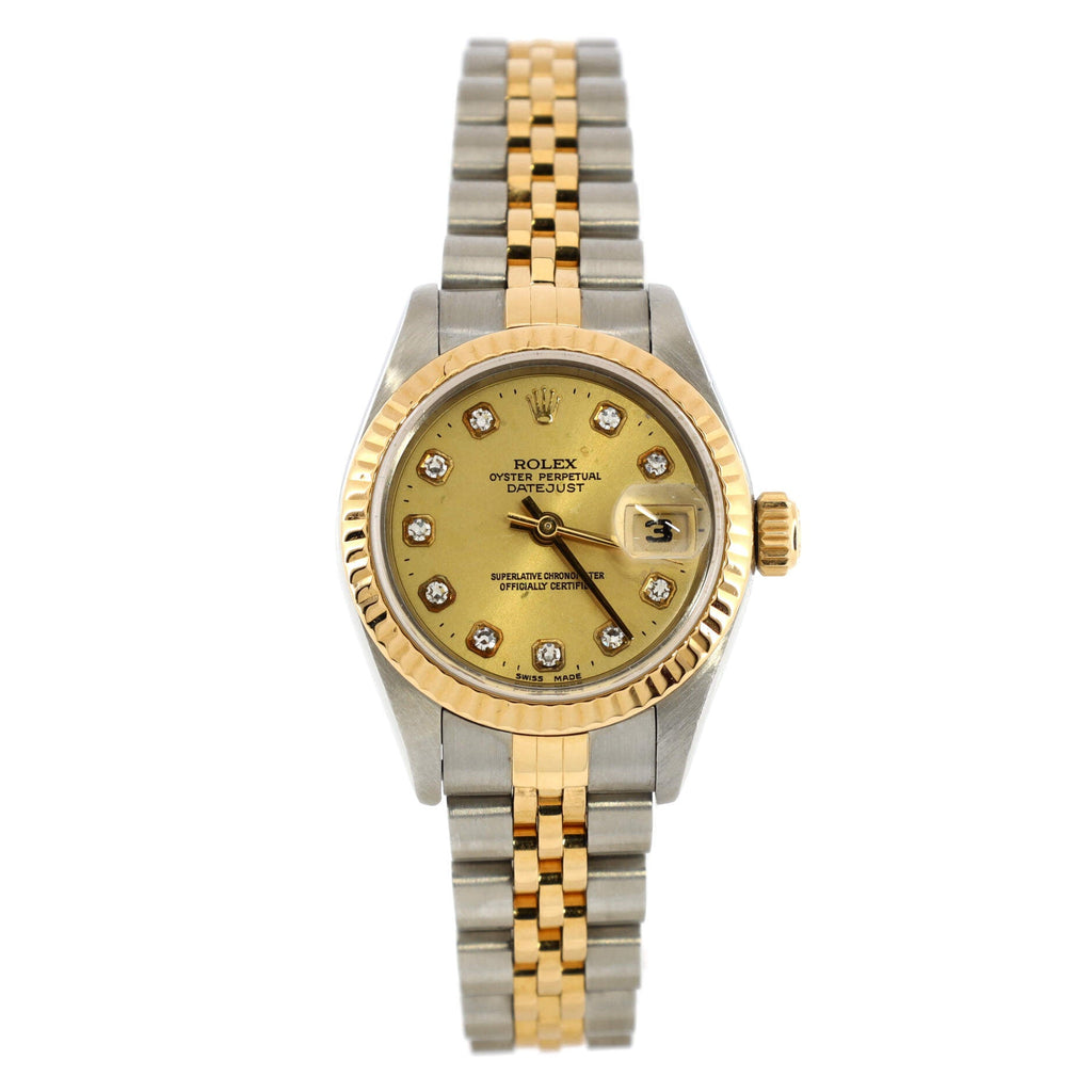 Oyster Perpetual Datejust Automatic Watch Stainless Steel and Yellow Gold with Diamond Markers 26