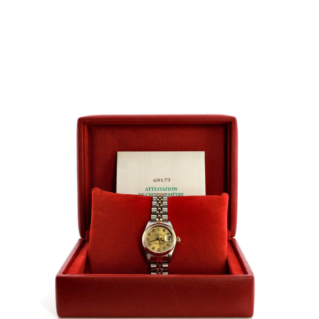 Oyster Perpetual Datejust Automatic Watch Stainless Steel and Yellow Gold with Diamond Markers 26