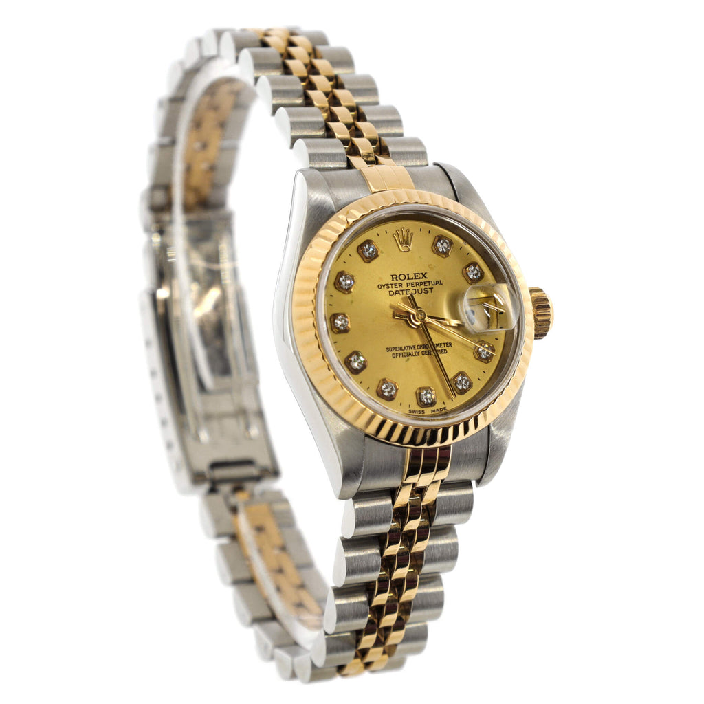 Oyster Perpetual Datejust Automatic Watch Stainless Steel and Yellow Gold with Diamond Markers 26
