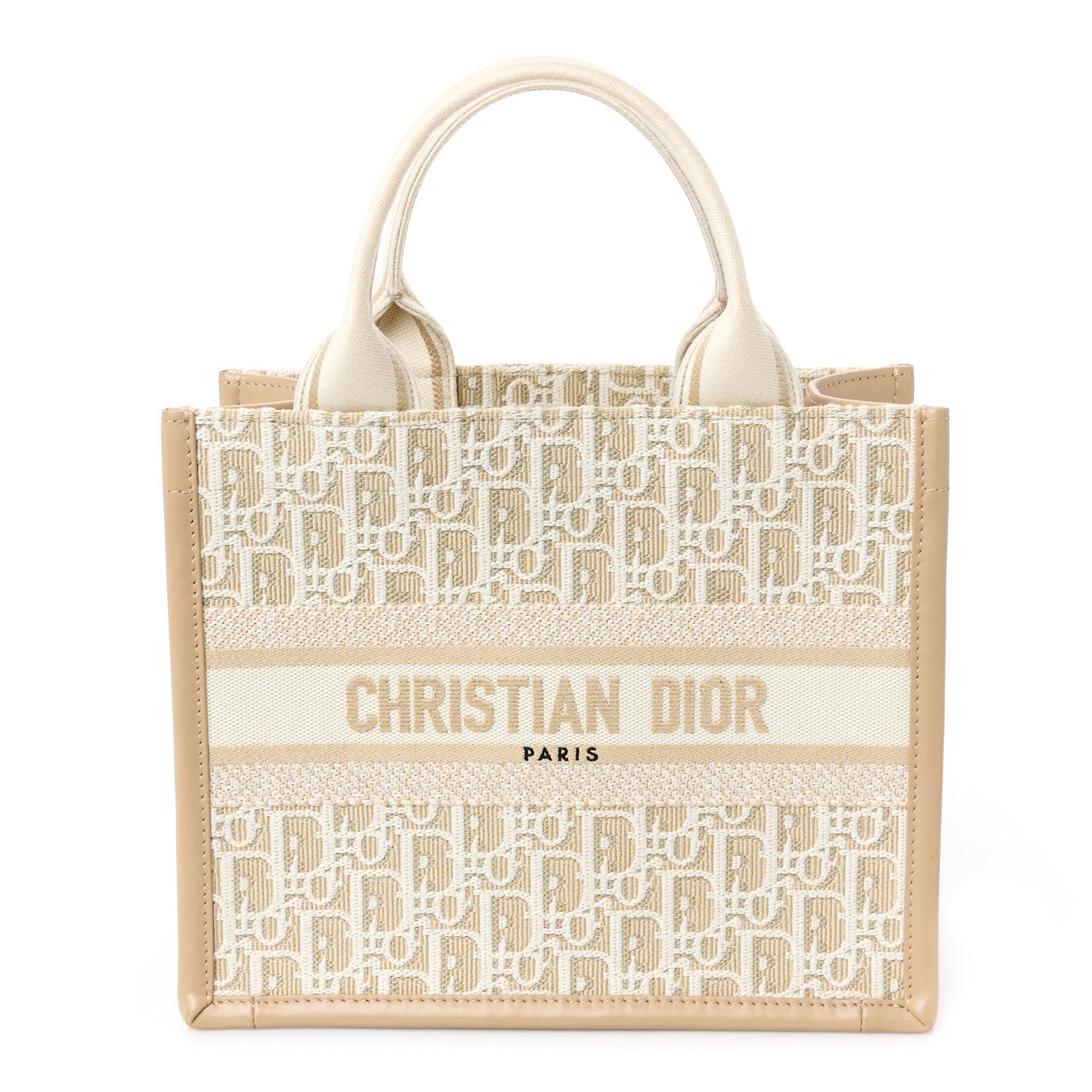 Oblique Chambray Calfskin Small Book Tote With Strap Gold Natural