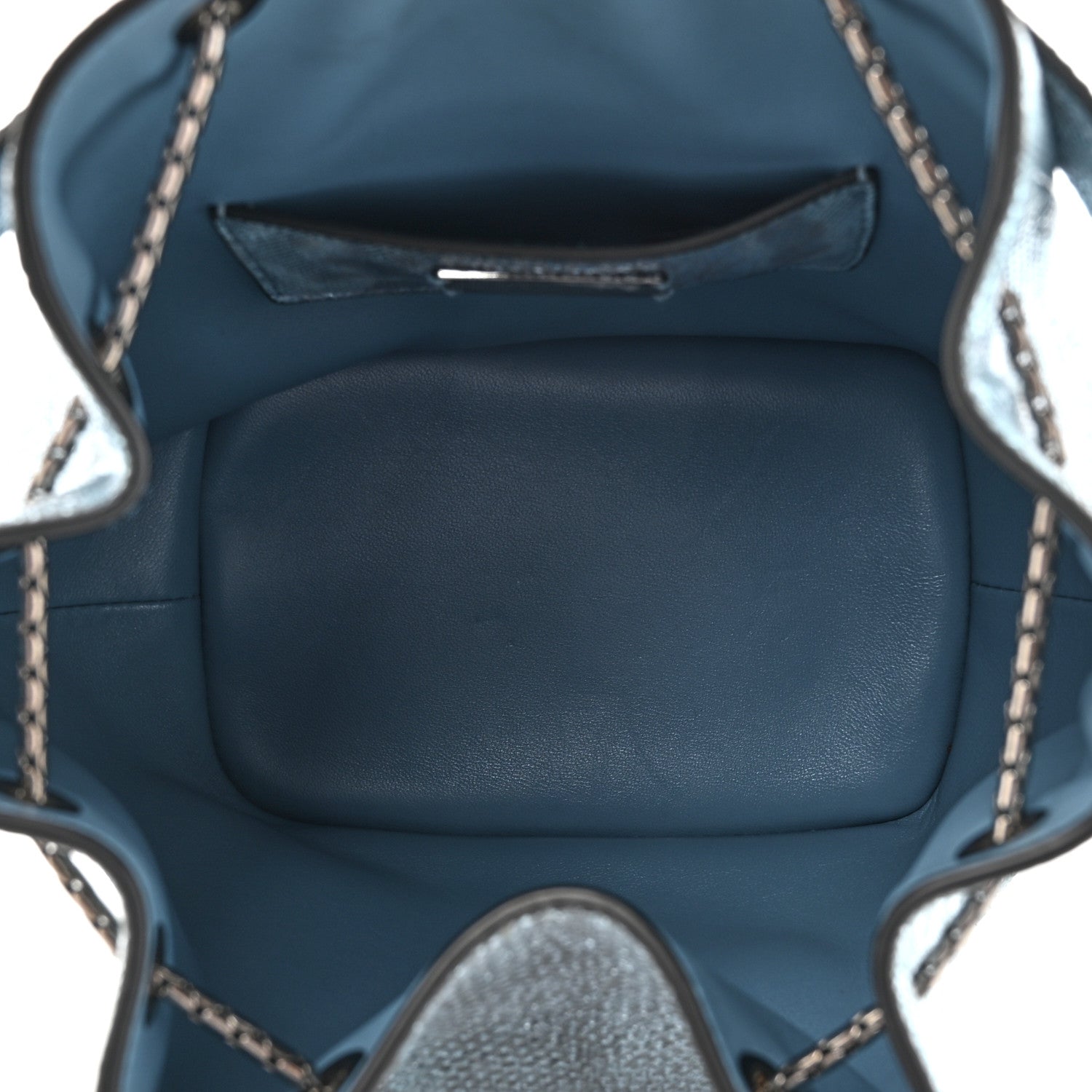 Metallic Karung Serpenti Forever Bucket Bag Blue