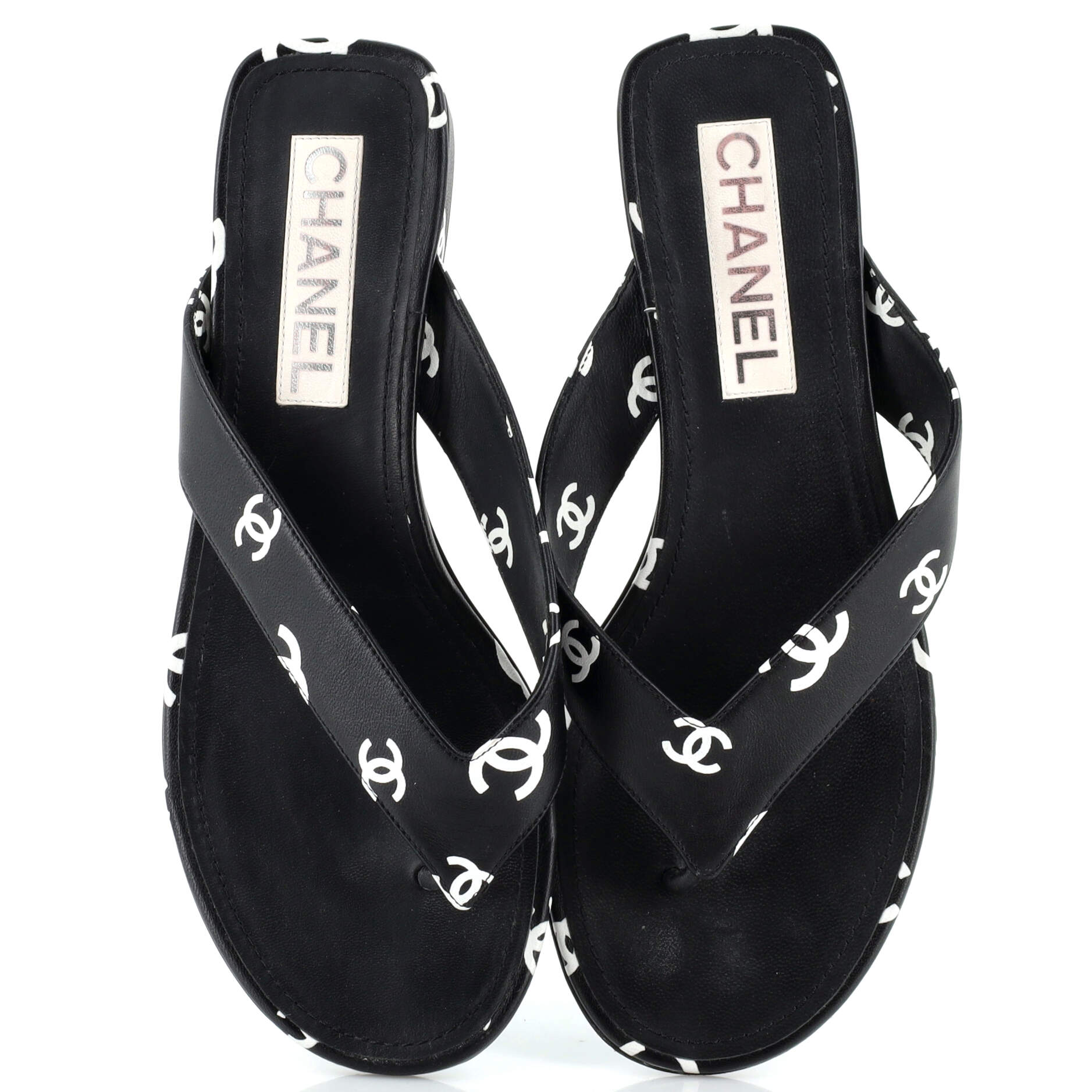 Women's CC Logo Thong Sandals Leather