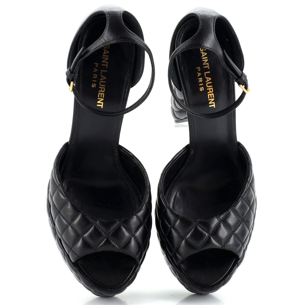 Women's Jodie Platform Heeled Sandals Quilted Leather
