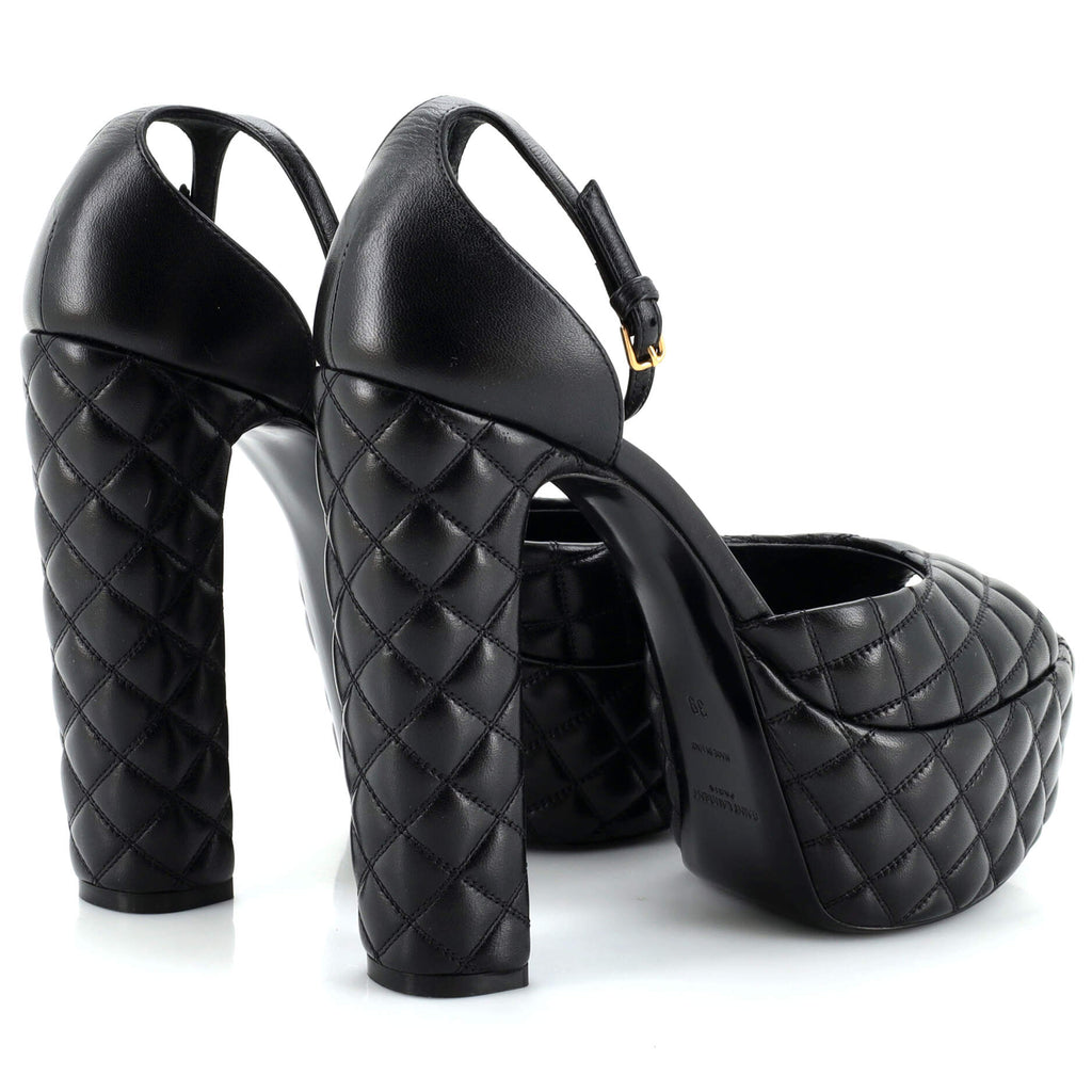 Women's Jodie Platform Heeled Sandals Quilted Leather