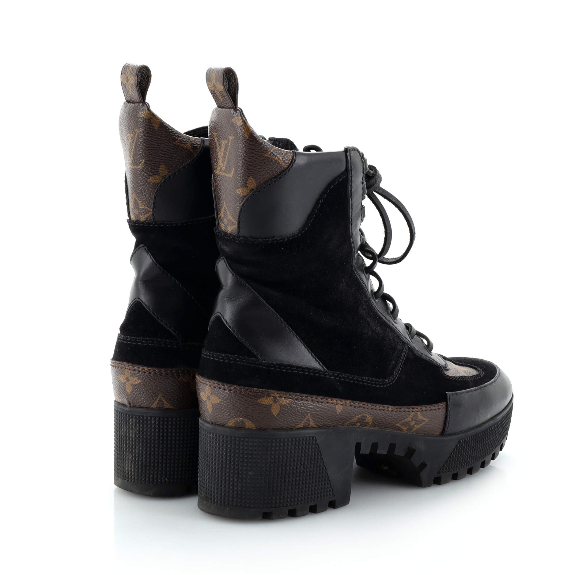 Women's Laureate Platform Desert Boots Suede with Monogram Canvas