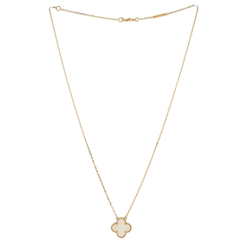 Vintage Alhambra Pendant Necklace 18K Yellow Gold and Mother of Pearl
