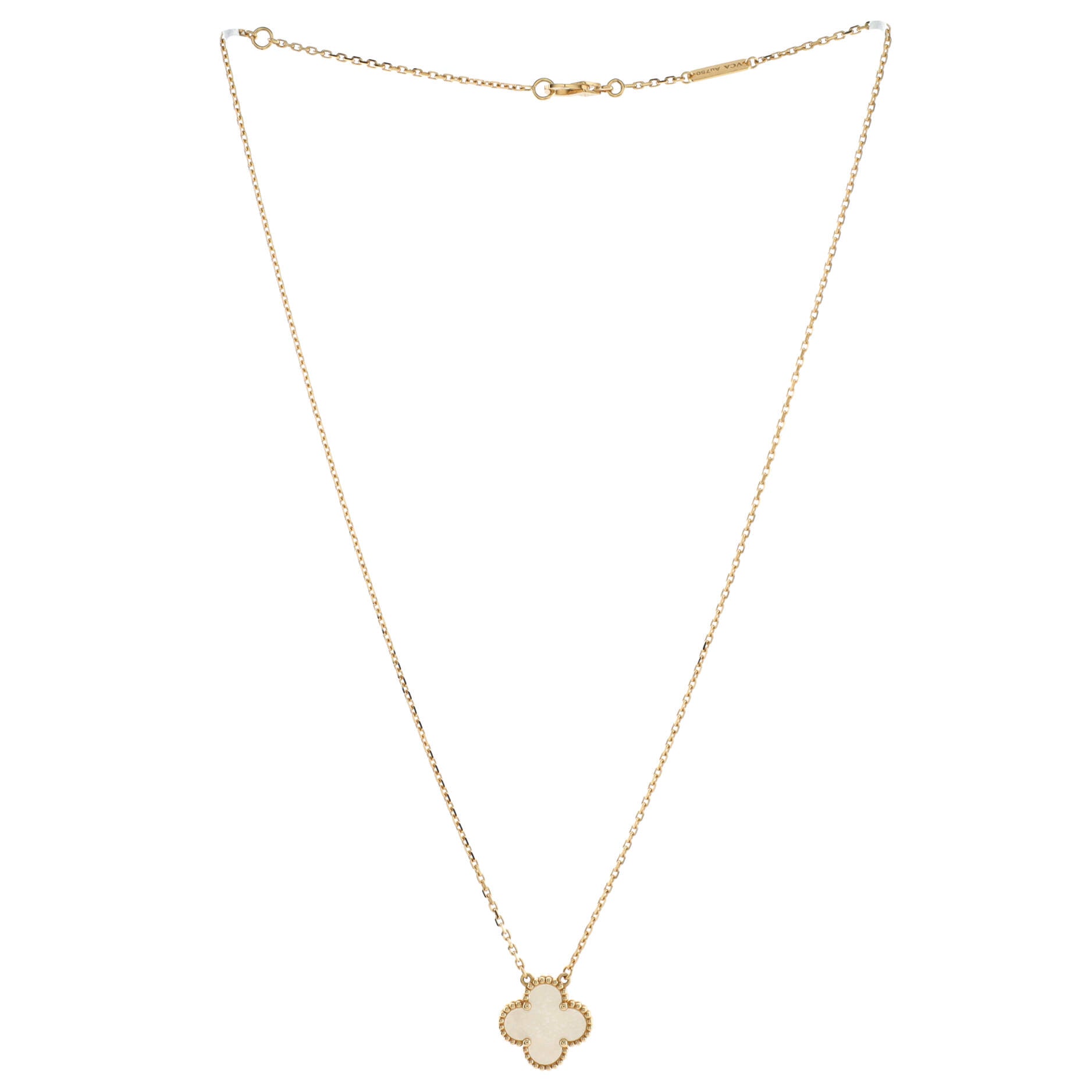 Vintage Alhambra Pendant Necklace 18K Yellow Gold and Mother of Pearl
