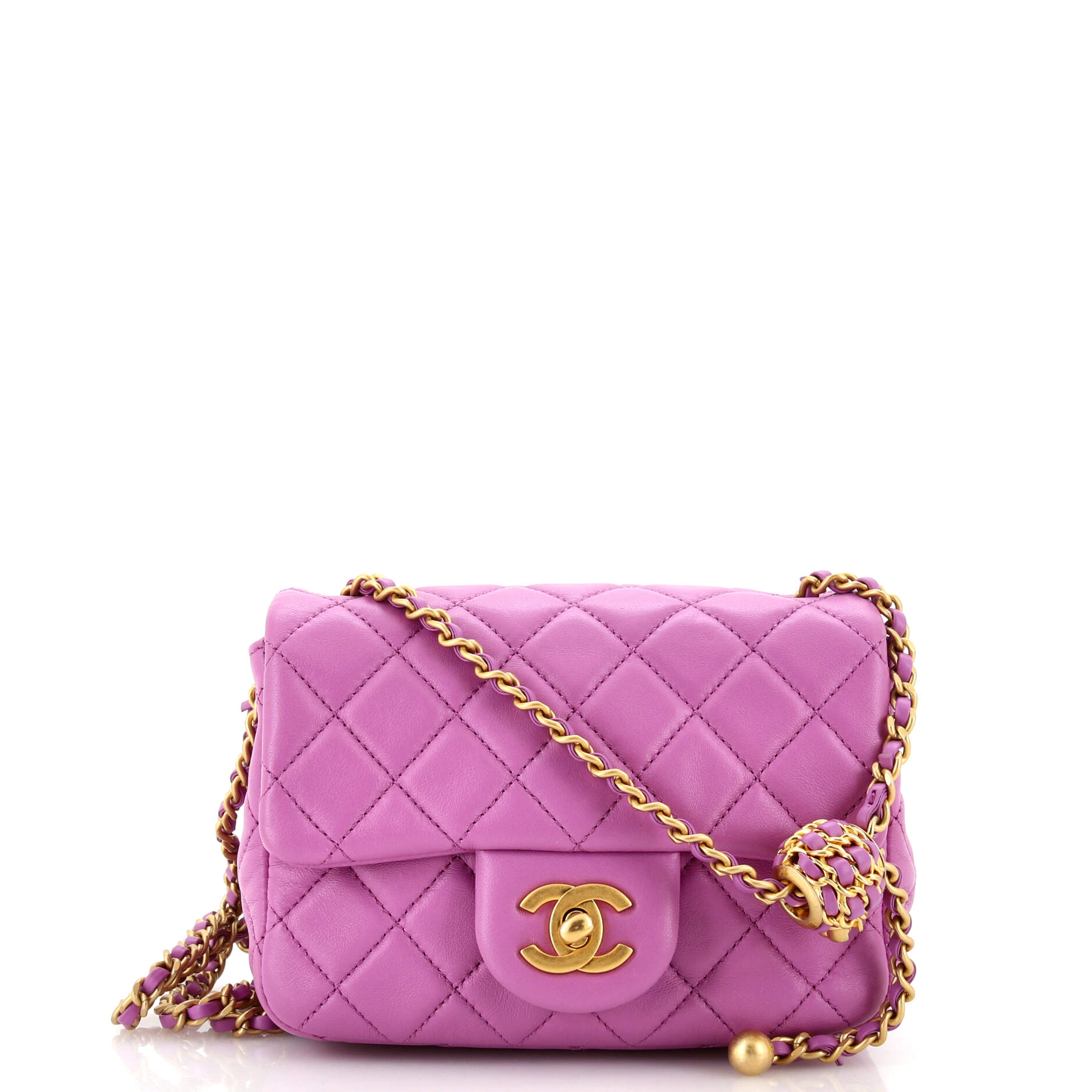 Pearl Crush Square Flap Bag Quilted Lambskin Mini