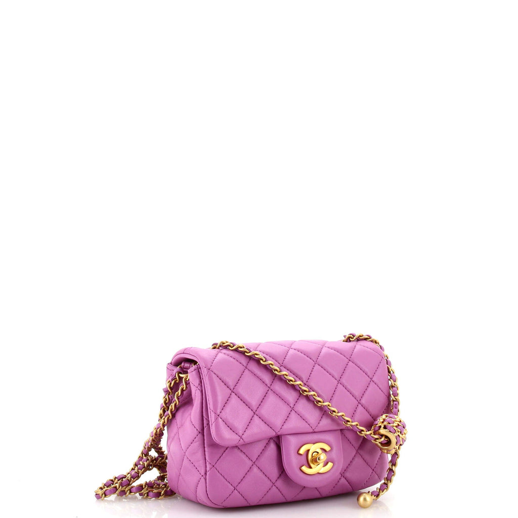 Pearl Crush Square Flap Bag Quilted Lambskin Mini