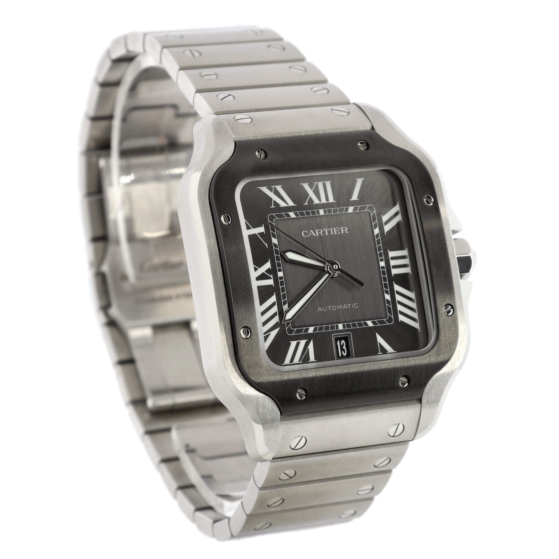 Santos de Cartier Automatic Watch Stainless Steel with ADLC Stainless Steel Bezel 40