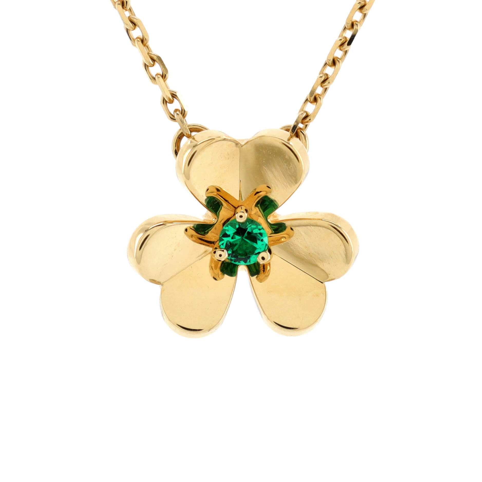 Frivole Pendant Necklace 18K Yellow Gold and Emerald Mini