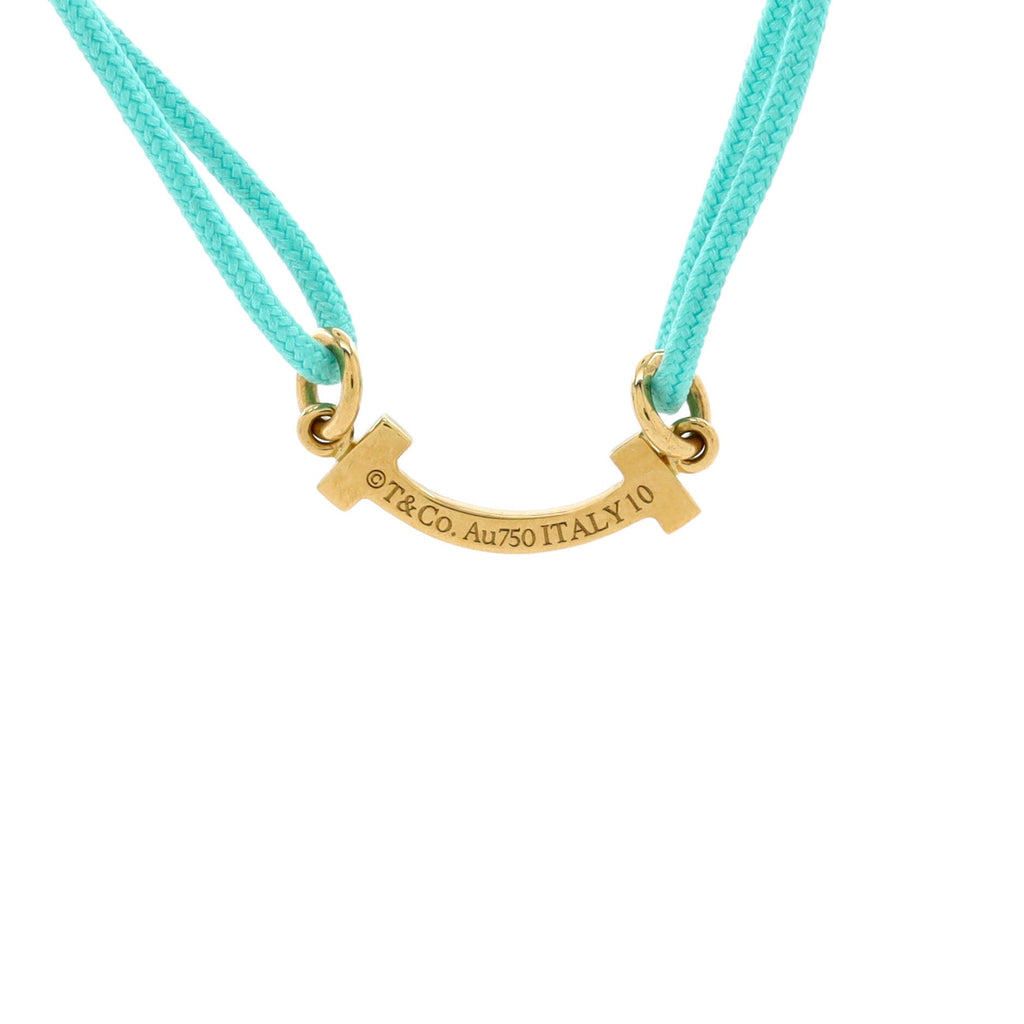 T Smile Chain Bracelet Cord and 18K Yellow Gold with Diamonds Mini